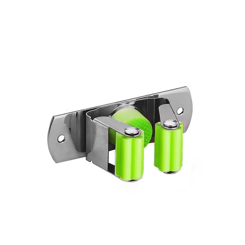 GripLock™ Stainless Steel Wall Mount Mop & Broom Holder – Space-Saving Hook for Kitchen & Bathroom Organization