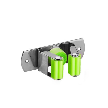 GripLock™ Stainless Steel Wall Mount Mop & Broom Holder – Space-Saving Hook for Kitchen & Bathroom Organization